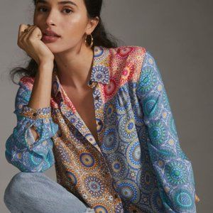 Anthropologie Maeve Contrast Button Down